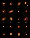20 protoplanetary discs captured by the High Angular Resolution Project (DSHARP).[21]