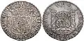 1768 silver Spanish Dollar, or eight reales coin (the "piece of eight" of pirate fame), minted throughout the Spanish Empire