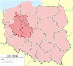 The proper Greater Poland (shown in darker pink) within Poland