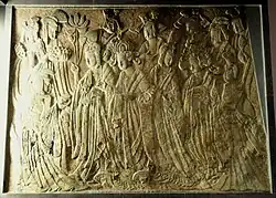 Procession of the Empress as Donor with Her Court, Chinese, from the Binyang Cave, Longmen, Henan Province, Northern Wei Dynasty, c. 522 AD.