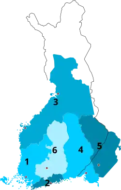 1640-1641 1&nbsp;Turku 2&nbsp;Uusimaa 3&nbsp;Ostrobothnia 4&nbsp;Karelia 5&nbsp;Käkisalmi 6&nbsp;Tavastia