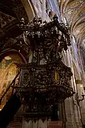 Baroque pulpit of 1613 carved in wood by Paolo Froni Parma Cathedral