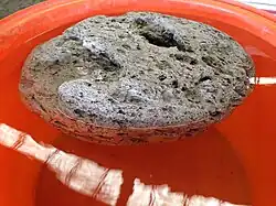 Pumice floating in water