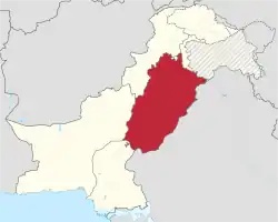 Location of Punjab within Pakistan