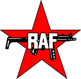 The West German communist militant group Red Army Faction (RAF) depicted the MP5 in their insignia, shown here.[200]