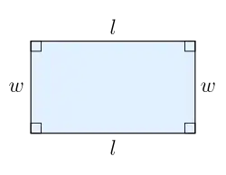 A rectangle with length and width labelled