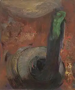 Green Death; by Odilon Redon; c.1905; oil on canvas; 54.9 x 46.3&nbsp;cm; Museum of Modern Art[234]
