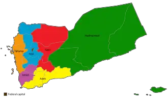 Map of the proposed Federal Regions of Yemen