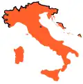 The Kingdom of Italy in 1943, during World War II, with the annexation of territories from France and Yugoslavia. The territories annexed by the latter are the area constituting the province of Ljubljana, the area merged with the province of Fiume and the areas making up the Governorate of Dalmatia.
