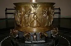 Baptismal font at St Bartholomew's Church, Liège, Baptism of Christ, 1107–1118
