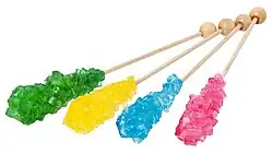 sugar crystals on a stick
