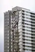 Ronan Point: Structural failure of part of floors cantilevered from a central shaft.