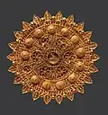 Gold roundel, 11th century Iran. It "exemplifies the refinement of Seljuq goldsmithing".[179][180]