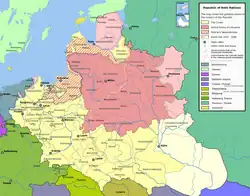 Map showing voivodeships of the Polish–Lithuanian Commonwealth of the Two Nations (1569–1795)