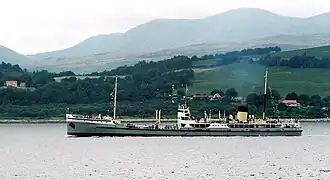 SS&nbsp;Shieldhall steams down the Firth of Clyde.