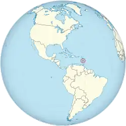 Location of&nbsp;Saint Lucia&nbsp;(circled in red) in the Caribbean