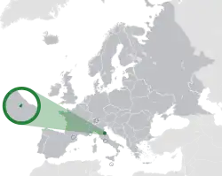 Location of San Marino in Europe