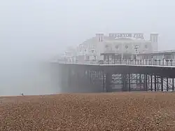 Sea fog or "fret" encroaching on Brighton Pier