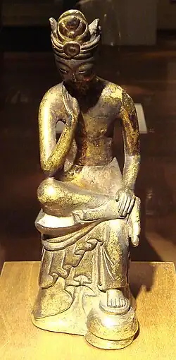 Seated Maitreya, Korean, 4–5th century CE, Guimet Museum
