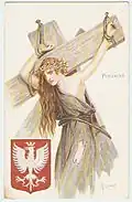 Allegory of Poland (1914–1918), postcard by Sergey Solomko