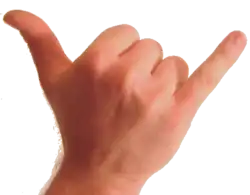 Photo of the back of human wrist and hand. The thumb and pinkie are extended and the other fingers are folded against the palm.