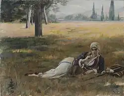 The Shepherdess by Théodore Jacques Ralli c. 1873 and 1909, a shepherdess in a small Greek village.