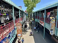 The design of Chinatown Square in Chinatown, Chicago was inspired by the Chinese Imperial Court.