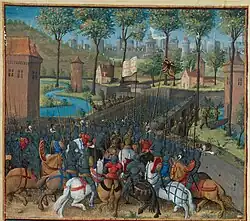 Illustration showing the siege of Damascus in 1148