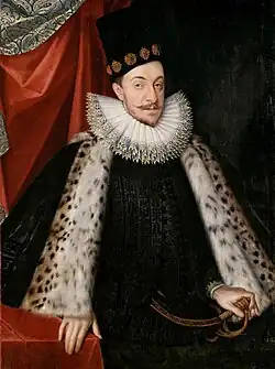 Sigismund in royal pose by court painter Martin (Marcin) Kober
