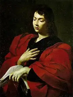 Saint John the Evangelist in meditation by Simone Cantarini (1612–1648), Bologna
