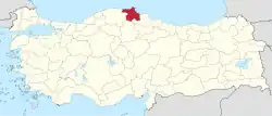 Location of the province within Turkey
