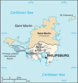 Sint Maarten is located on the southern half of the island of Saint Martin.