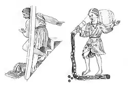 Image on left: Punishment of Haman, Sistine Chapel ceiling (detail). Image of right: Aquarius. Sufi latinus, North Italian, 15th-century, Pergamenthandschrift M II 141, after Al Sufi’s Book of Fixed Stars, AD 964. Sketches by Rebecca Jelbert, after the originals.