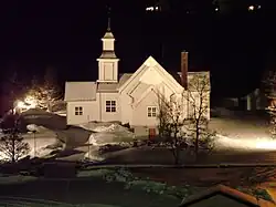 Skjervøy Church in northern Troms at night, February 2004
