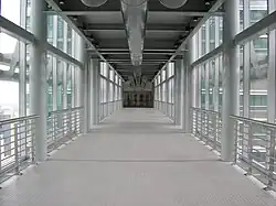 An inside view of the skybridge