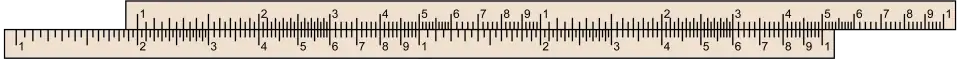 A duplex slide rule set to multiply any 2 by any number up to 50.