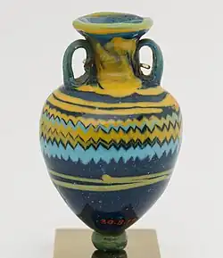 Small amphoriskos; 664–332&nbsp;BC; glass; height: 7&nbsp;cm (2.8&nbsp;in); Metropolitan Museum of Art