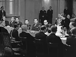 Queen Juliana of the Netherlands signing the treaty that transferred sovereignty to Indonesia, 27 December 1949.