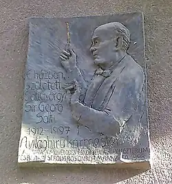 close-up shot of Solti commemorative plaque