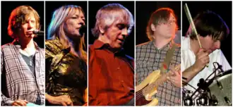 Final lineup of the band before their 2011 breakup; from left to right: Thurston Moore, Kim Gordon, Lee Ranaldo, Mark Ibold, Steve Shelley