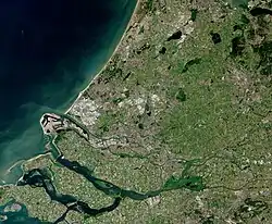 A satellite image of South Holland