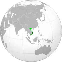 The administrative territory of South Vietnam during the Vietnam War (dark green); territory claimed but not controlled (light green).