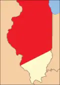 St. Clair County as it was re-established in 1809. This diagonal border line had been drawn by the Indiana Territorial government in 1803.[4]