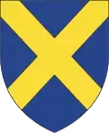 Azure a saltire or (Saint Alban's Cross, St Albans 1634)[25]