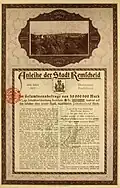 Bond of the town Remscheid, issued 25 August 1922