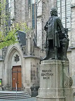 1908 Statue of Bach in front of the Thomaskirche in Leipzig
