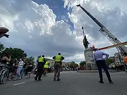 The Stonewall Jackson Monument in Richmond, Virginia being removed in 2020