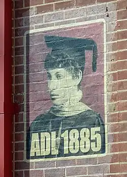 This is a mural to Edith Emily Dornwell who was concurrently Australia's first Bachelor of Science graduate and the first female graduate of the university.