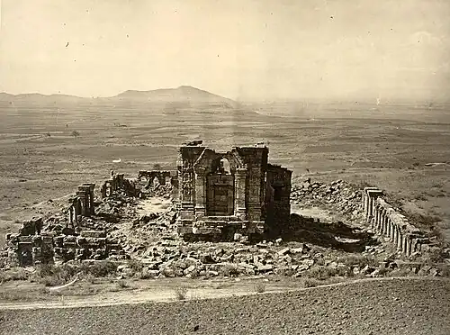 Ruins of the Martand Sun Temple after being destroyed on the orders of the Sultan of Kashmir, Sikandar the Iconoclast, in the early 15th century, with demolition lasting a year.
