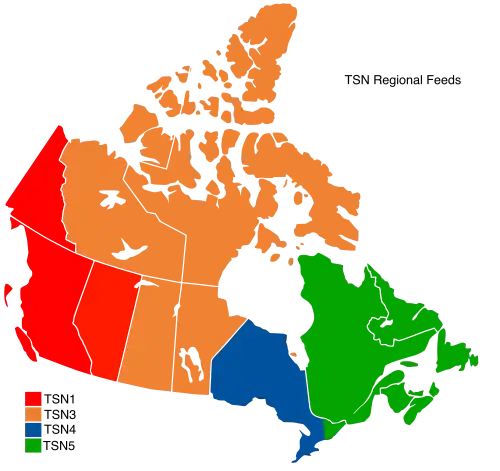 outline map of Canada showing Senators broadcast regions in Ontario, Quebec and the Maritimes